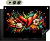 KitchenYeah® Protection plaque induction 75x55 cm - Graffiti - légumes - peinture - coloré - Protege plaque de cuisson - Couvre plaque induction - Protecteur d'induction - Cuisine