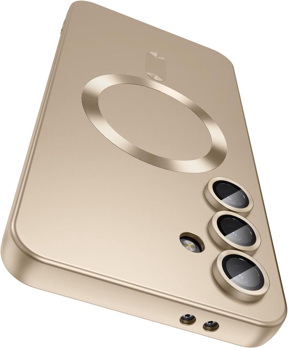 AziLine Magnetische Premium Goud Hoes voor Galaxy S25+ Plus – Stijlvolle Bescherming met Ingebouwde MagSafe en Camera Lens Bescherming Geschikt voor Samsung Galaxy S25+ Plus