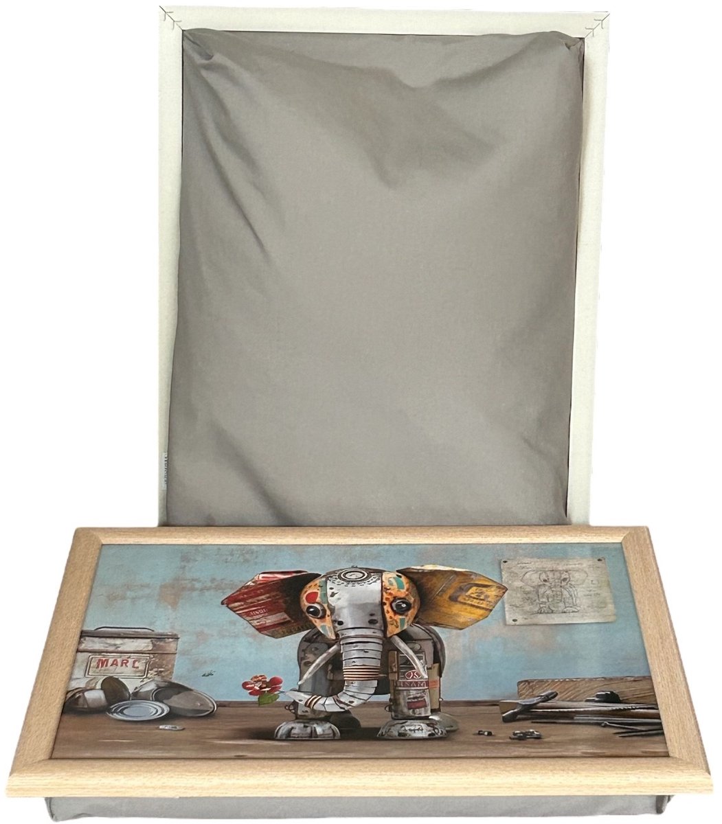 L&P Laptray, Schootkussen, Schoottafel, Laptoptafel, Schootdienblad Vintage Olifant - 44x33x6 cm