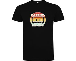 Zwart T-Shirt met “Kleurrijke Old School Hip Hop – Casettebandje – Jaren 80 – Good Vibes – Muziek “ Print Full Color Maat S