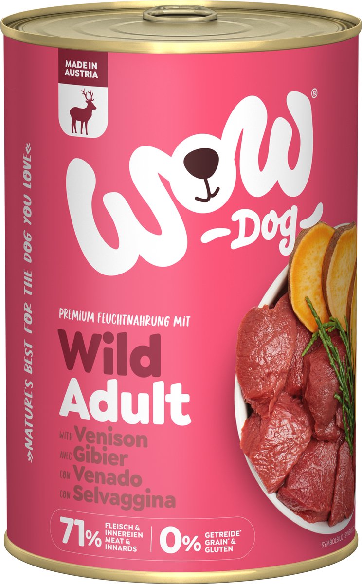 Wow WOW Graanvrij natvoer Adult Wild 6 x 400 gram - Hond