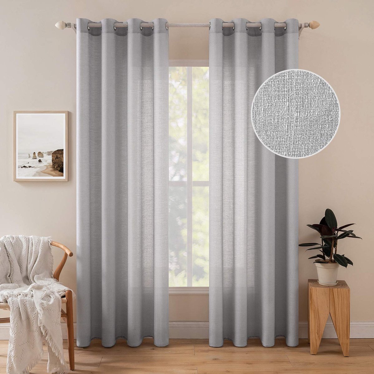 My Ninki ® Transparante Voilegordijnen Set van 2 met Oogjes voor Lichtdoorlatend Interieurdesign grijs