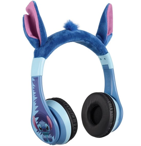 Stitch - draadloze kinderkoptelefoon - pluche oortjes - met volumebegrenzing - lange speeltijd