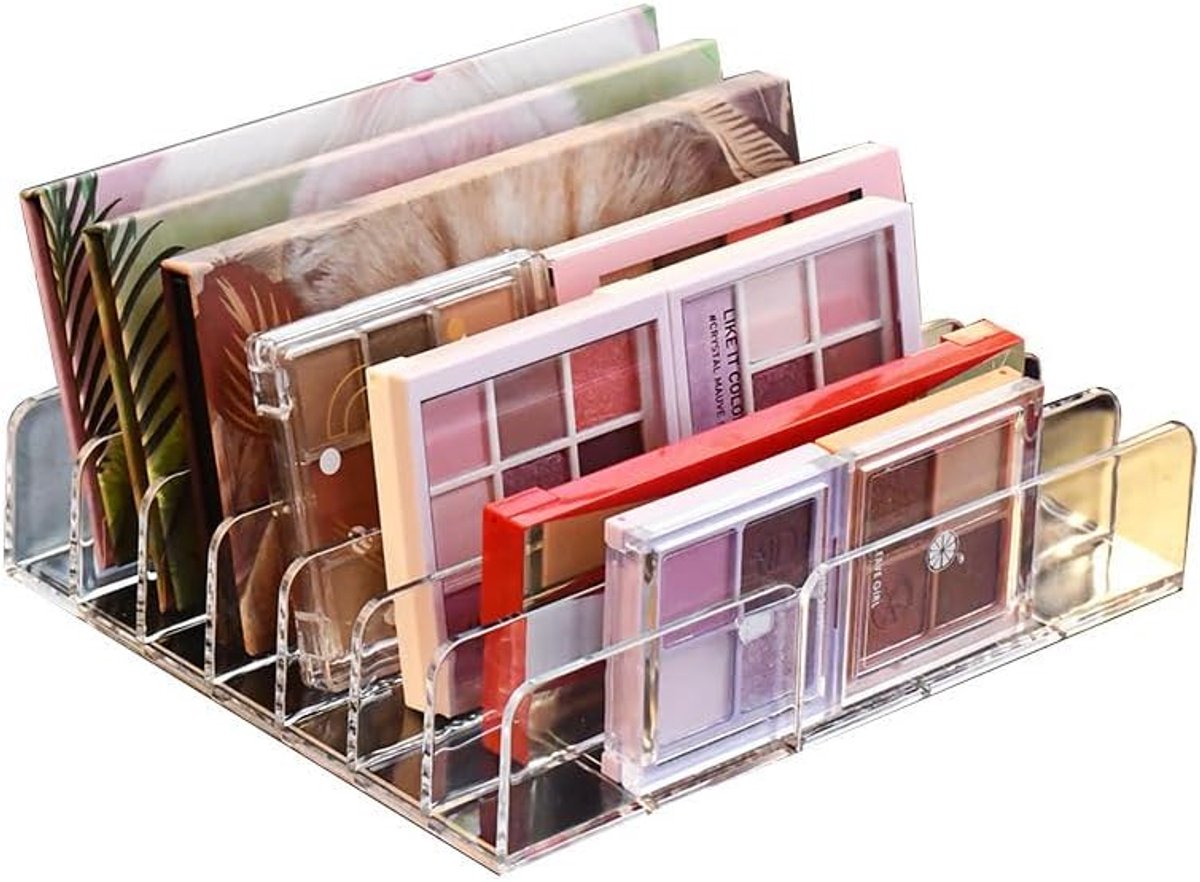 Goedkoopste Pakket van 2 oogschaduworganizers, cosmetica, kaptafel met 7 compartimenten, acryl, pallet make-up voor opslag, kaptafelorganizer, make-uporganizer, organizer make-up
