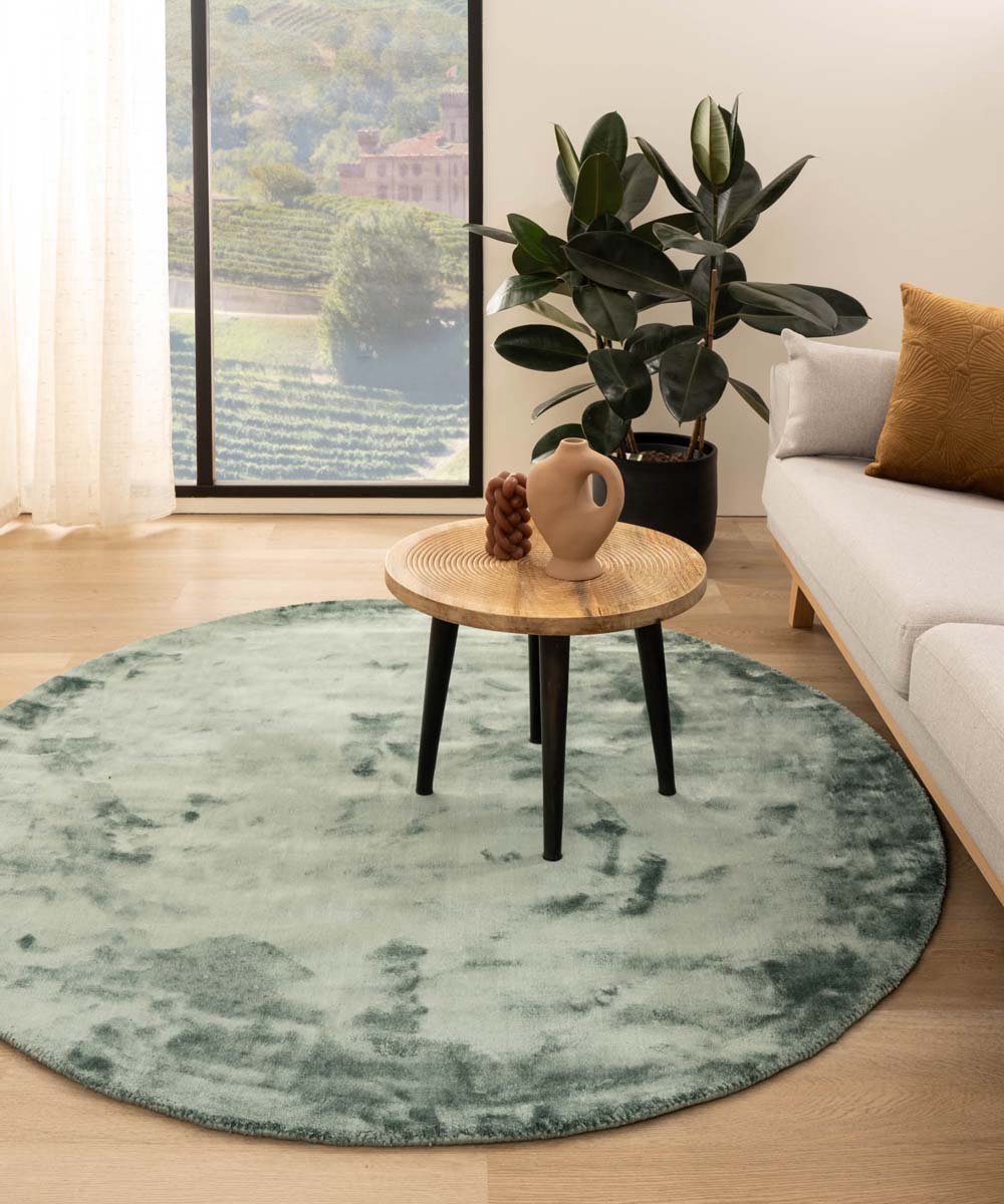 Viscose vloerkleed rond - Pearl azuurblauw 250