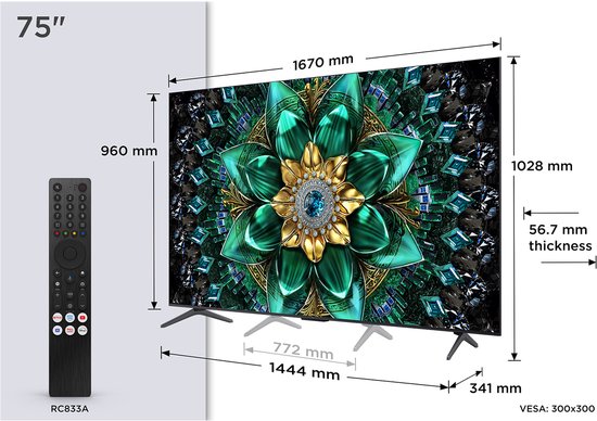 TCL 75Q6C - 75 inch - 4K QD-MiniLED - 2025 - TCL - €1.118,00
