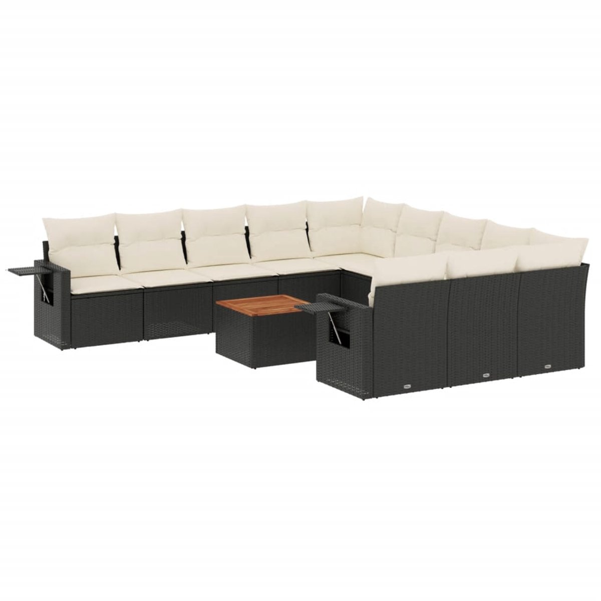 The Living Store 12-delige Loungeset met kussens poly rattan zwart - Loungeset - Tuinlounge - Lounge Set - Buitendining - Outdoor Furniture