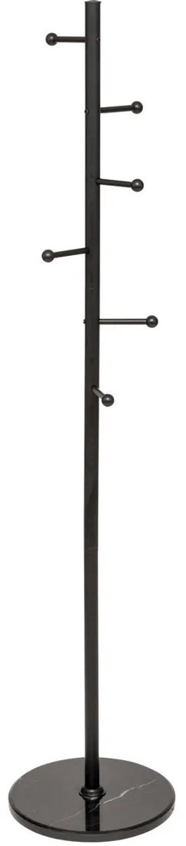 5Five® 5Five Kapstok Blackmarble - zwart - metaal/steen - staand - 6 haken op verschillende hoogtes - 173 cm