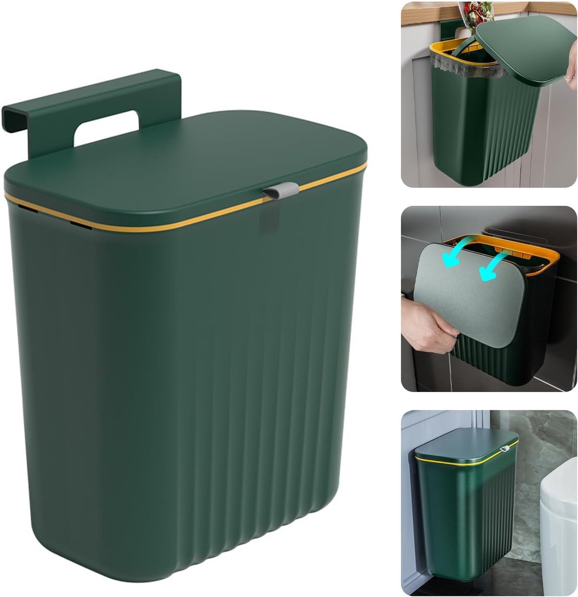 Goedkoopste Hangende Vuilnisbak 9 Liter - Compostemmer voor Keuken en Badkamer - Ruimtebesparend met Deksel