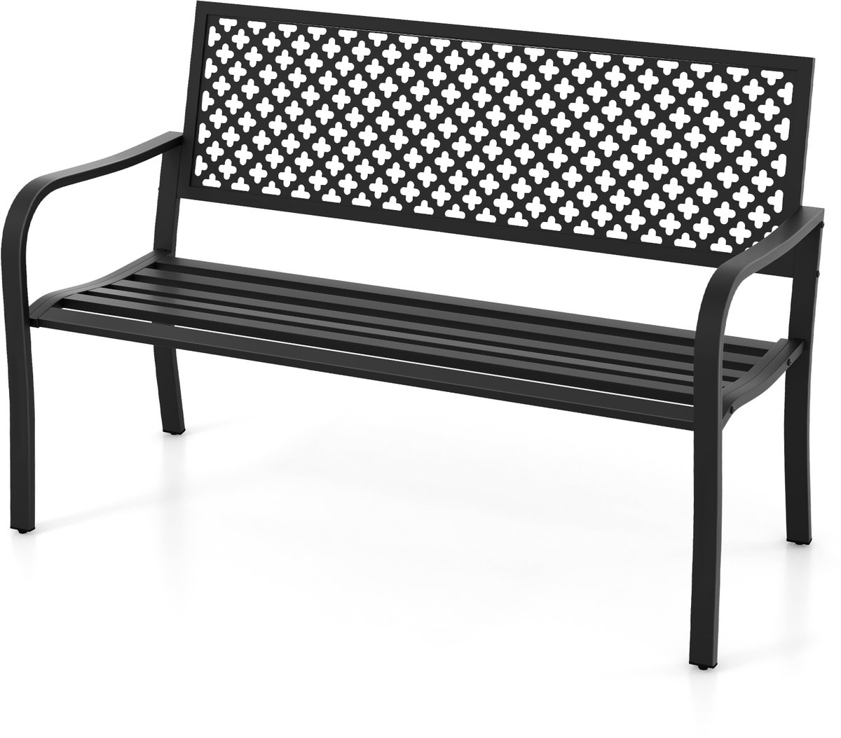 COSTWAY Tuinbank van metaal, weerbestendige zitbank voor 2-3-zits, parkeerbank met rugleuning en armleuning, metalen bank tot 300 kg belastbaar, ijzeren bank voor tuin, terras, balkon, 127 x 62 x 86