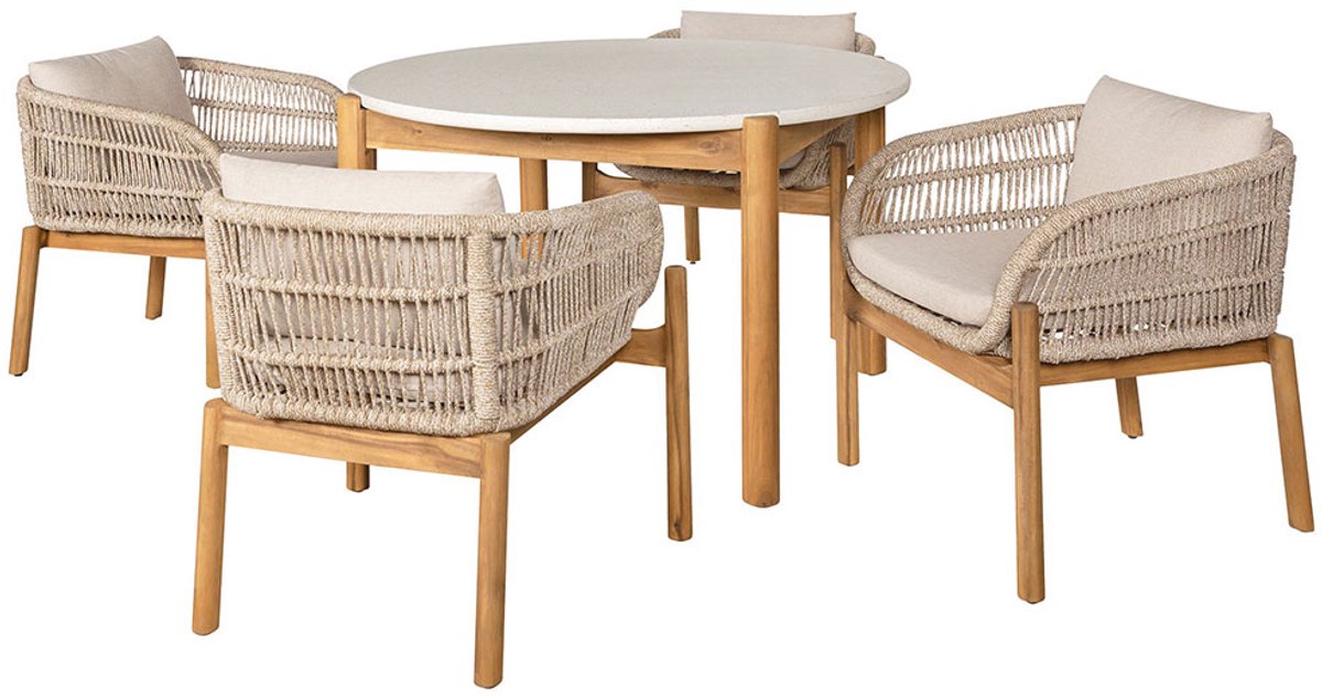Terracina tuinmeubelset, 5-delig in bruin en beige, House Nordic.