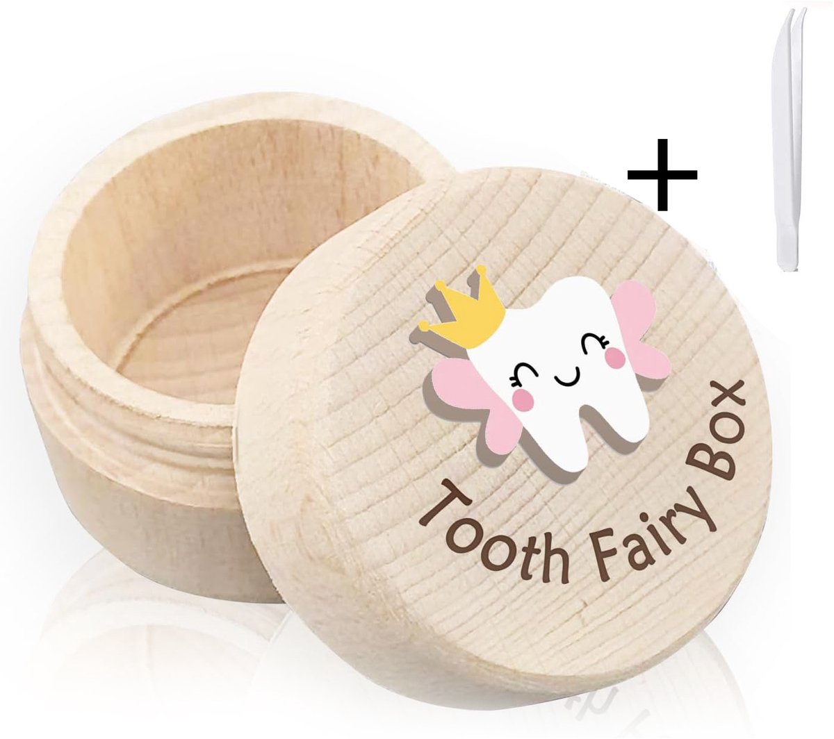 Tandendoosje-tandendoosje jongens-Kraamcadeau-Baby cadeau-tandendoosje meisjes-Inclusief 1 kleine tang-tandendoosie hout-Sectie B