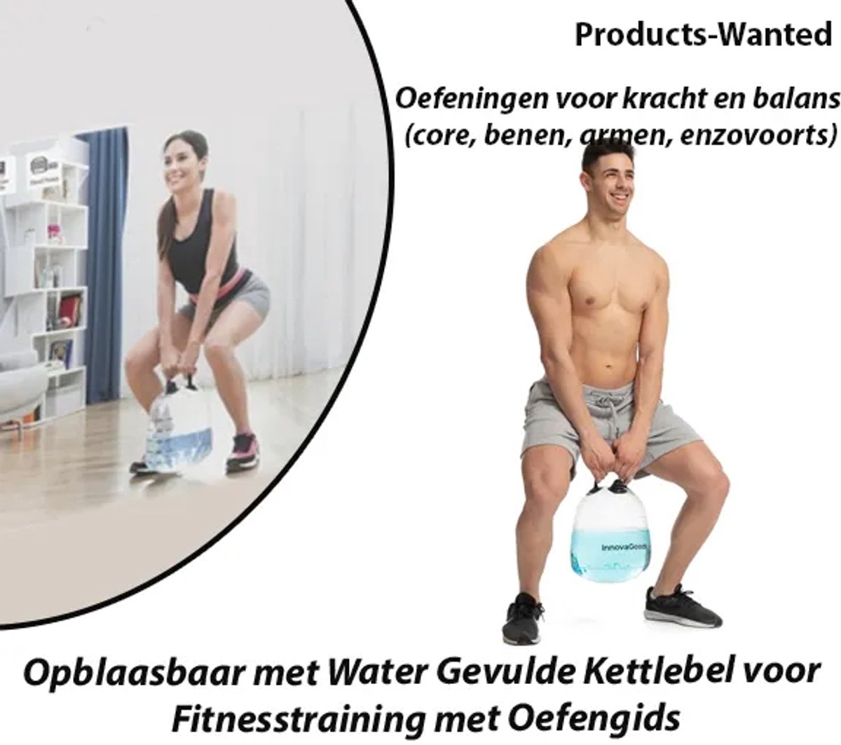 Opblaasbaar met Water Gevulde Kettlebel voor Fitnesstraining met Oefengids