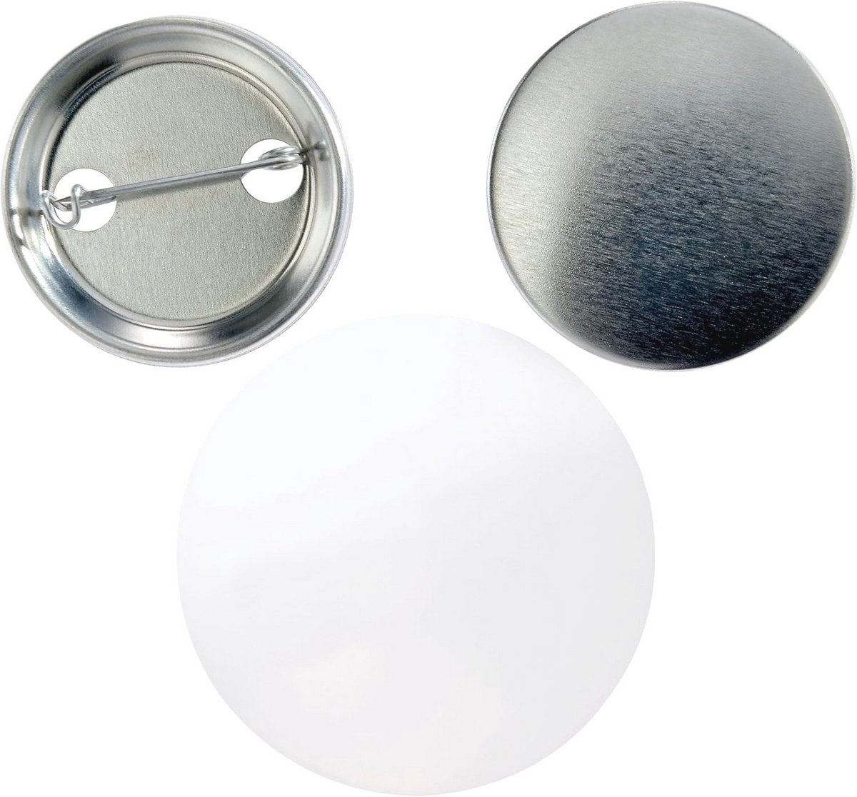 Knop onbewerkte 38 mm met veiligheidsspeld - 100 stuks voor buttonmachines