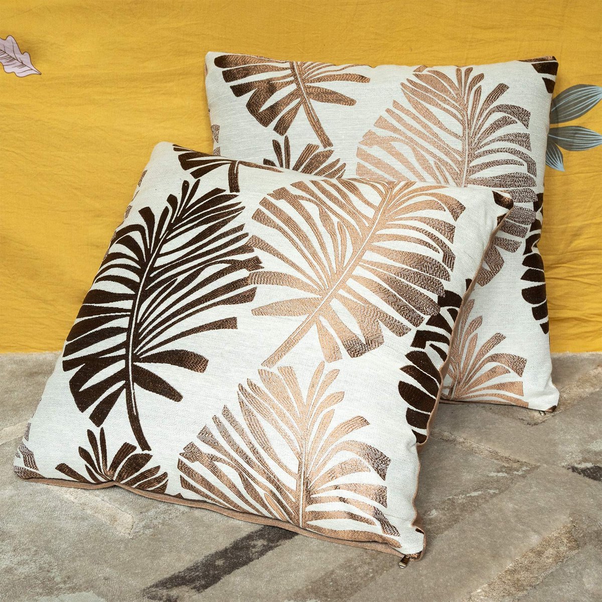 My Ninki ® Set van 2 Luxe Jute en Fluweel Kussenslopen voor Diverse Interieurs, 45 x 45 cm, Bruin