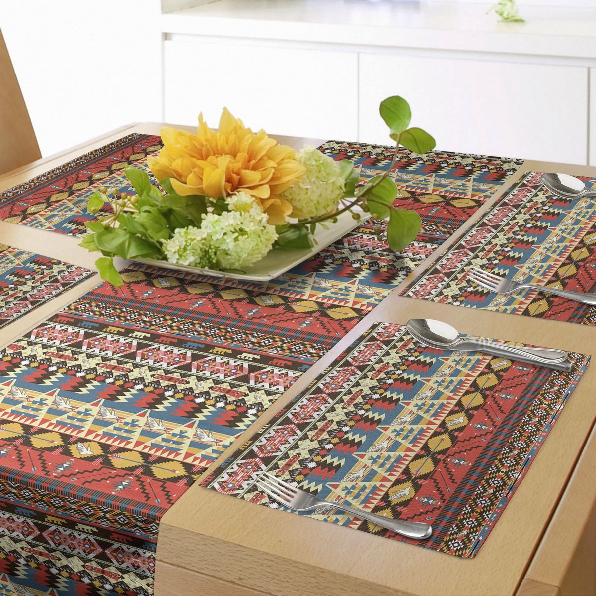 My Ninki ® Tafeldecoratieset met Azteeks Design en Etnische Patronen voor Stijlvolle Tafelaankleding