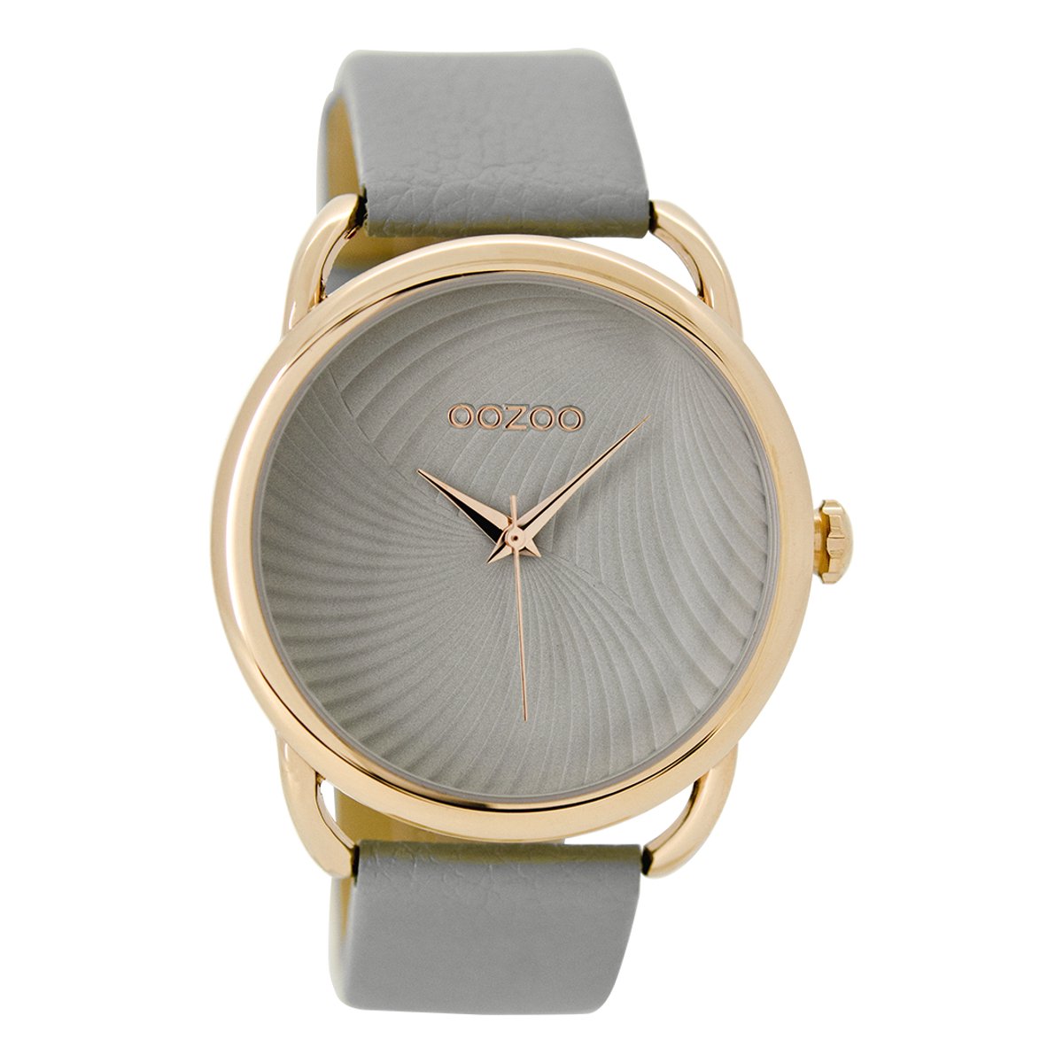 OOZOO Timepieces - Rosé goudkleurige horloge met steengrijze leren band - C9160