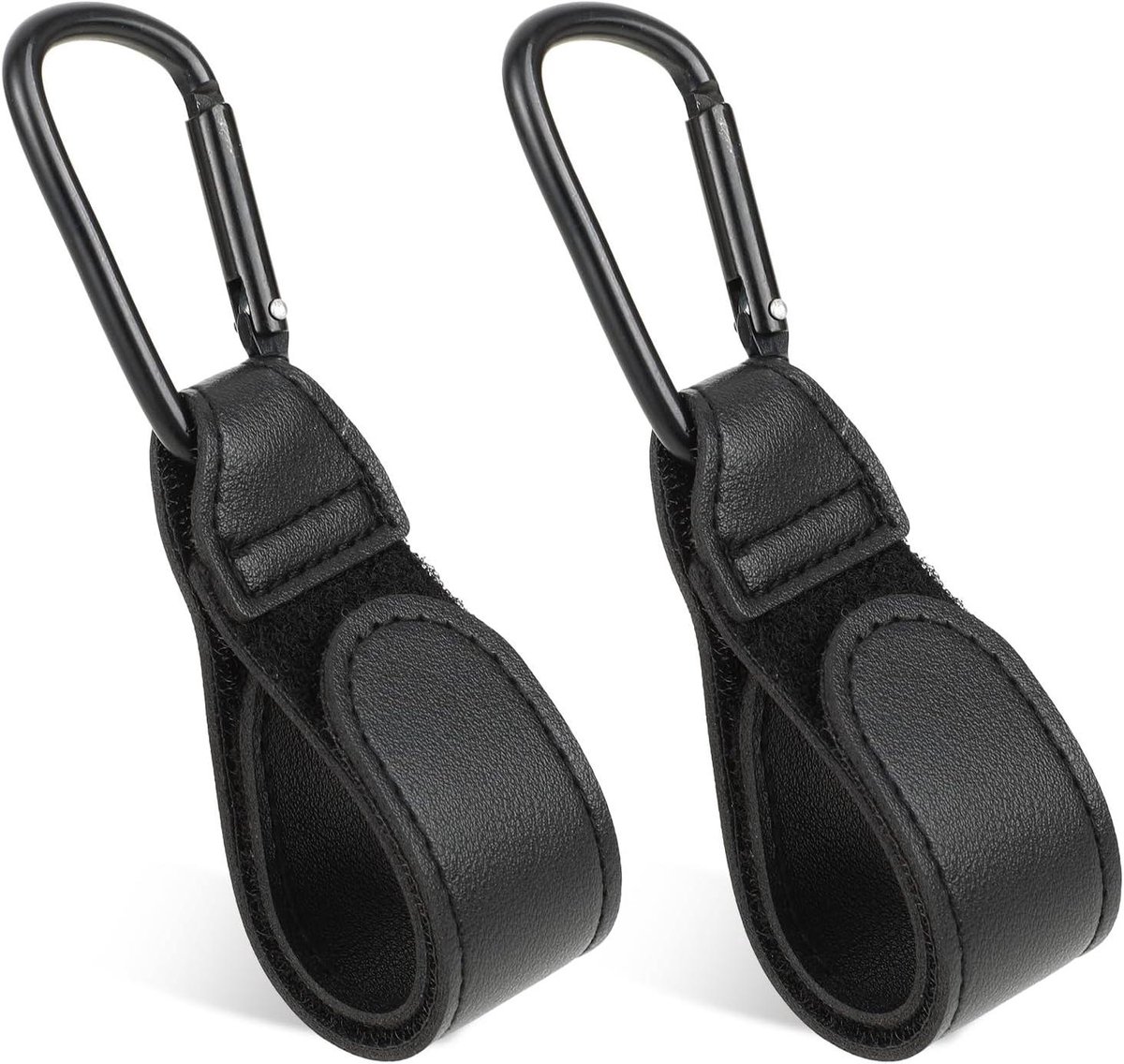 Image of 2 stuks antislip wandelwagenhaken - universele karabijnhaak voor luiertas - zwart