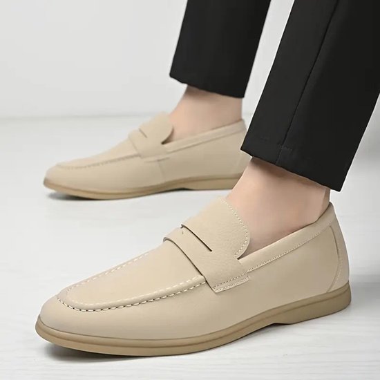 Livano Loafers Heren - Met Hak - Herenschoenen - Instappers - Beige - Maat 45.5