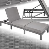 Bol.com tectake®- Luxe wicker tuinligstoel met 5 verstelbare rugleuningposities comfortabele vulling en stijlvol design stabiel ... aanbieding