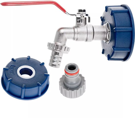 Ensemble de conteneurs IBC GEKO - Adaptateur S60x6 - Robinet 1/2'' - Filetage mâle 3/4'' - Raccord rapide - Conception robuste