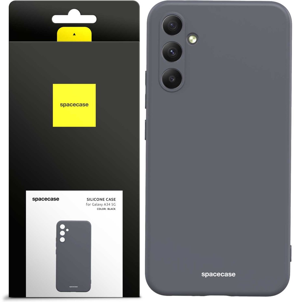 Spacecase Siliconen Case Cover Voor Samsung Galaxy A34 5G Zwart