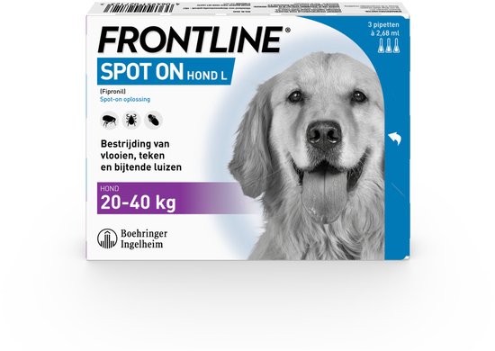 Frontline Spot On Anti Vlooien en Teken Druppels Hond L 20 - 40 kg 3 pipetten