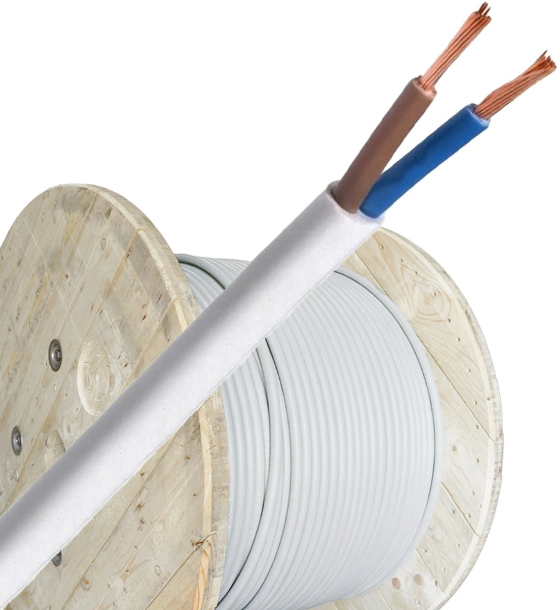 Helukabel VMVL (H05VV-F) kabel 2x1.5mm2 wit per haspel 500 meter
