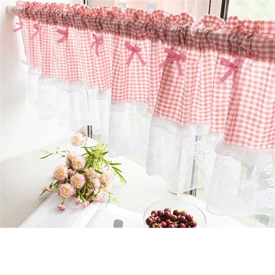TheLau ® Charmant rideau au crochet de style maison de campagne romantique avec dentelle et motif floral, adapté aux petites Fenêtres ou à la Cuisine