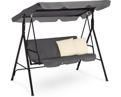 Outtec® Schommelbank - 3 Persoons - met 2 Kussens - tot 250 kg - 170 x 110 x 153 cm - Verstelbaar Zonnedak - UV40-bescherming - voor Tuin, Buiten - Tuinmeubelen