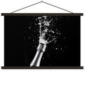 Posterhanger incl. Poster 60x40 cm - Schoolplaat - Champagne - Zwart - Spetters - Popping - Textielposter - Zwarte latten
