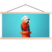 Posterhanger incl. Poster 60x30 cm - Schoolplaat - Ara - Koksmuts - Sokkel - Grappig - Textielposter - Blanke latten