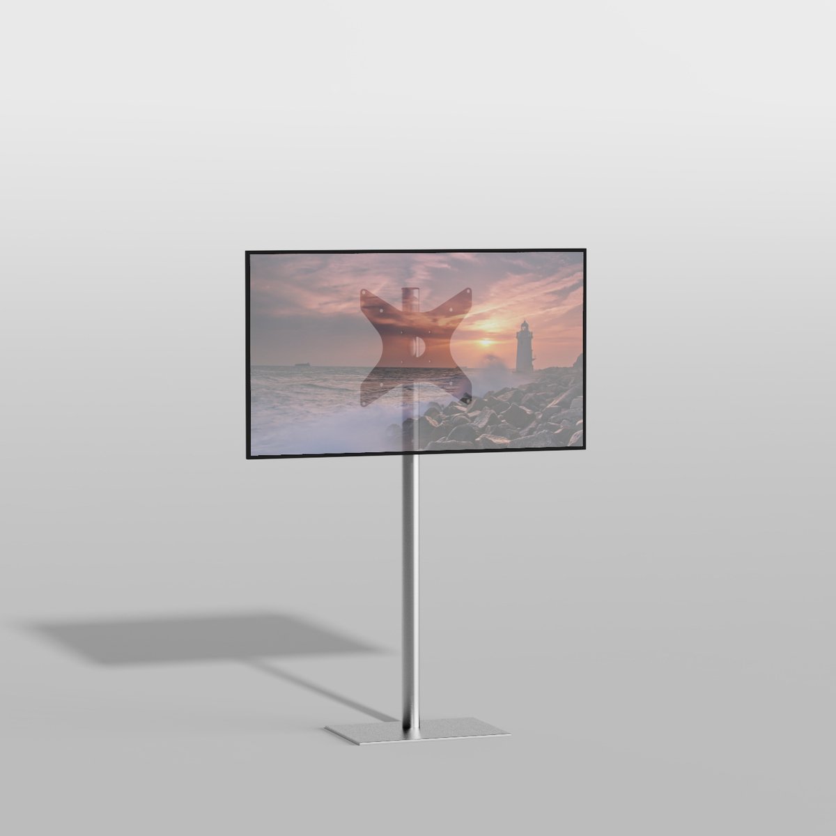 TV vloerstatief TILE 120 Design Tv standaard Geborsteld RVS 19-40” - VESA 300x300