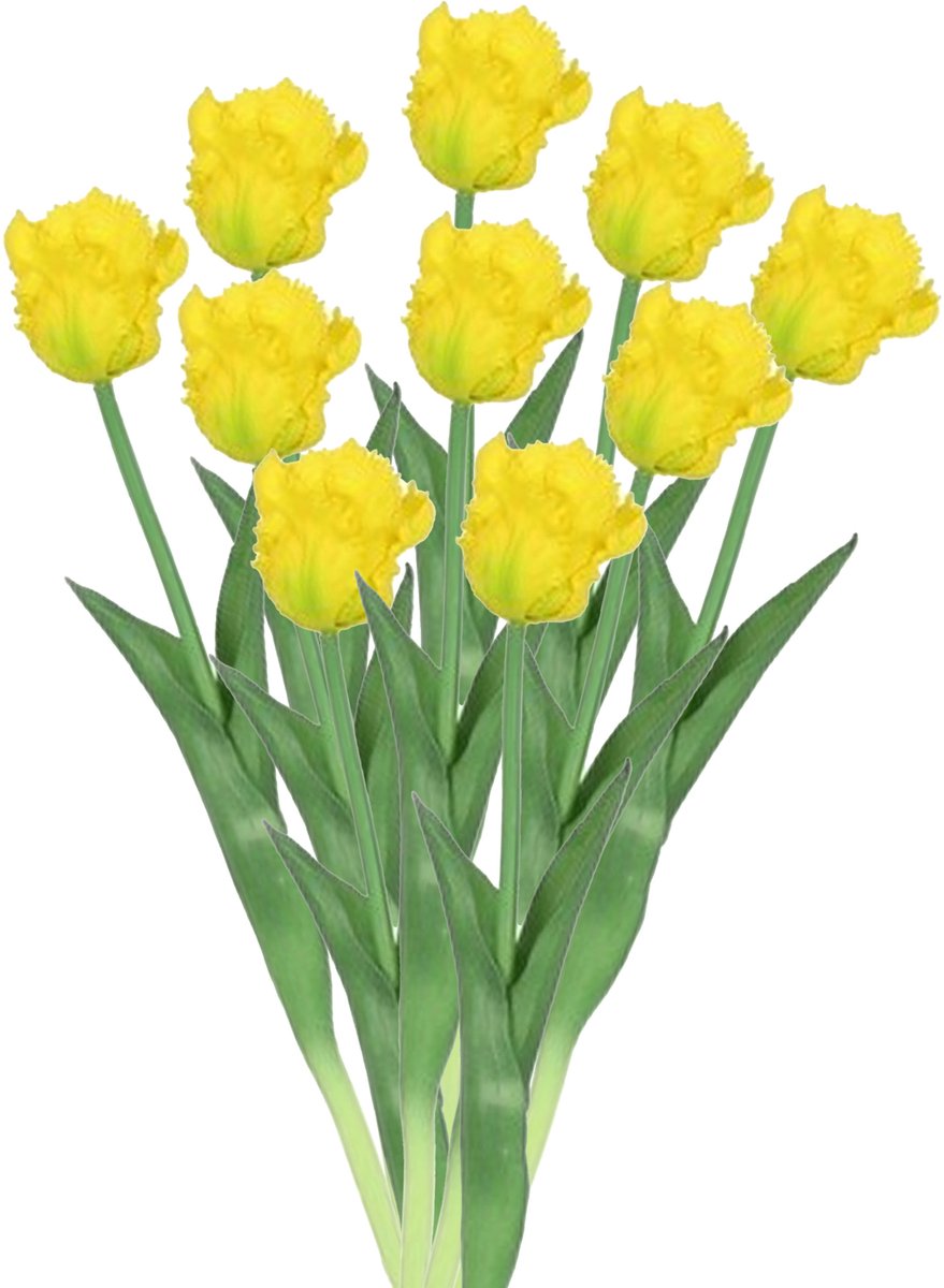 Countryfield Kunstbloemen boekt tulp Parkiet - 10x - geel - real touch - levensecht - 40 cm