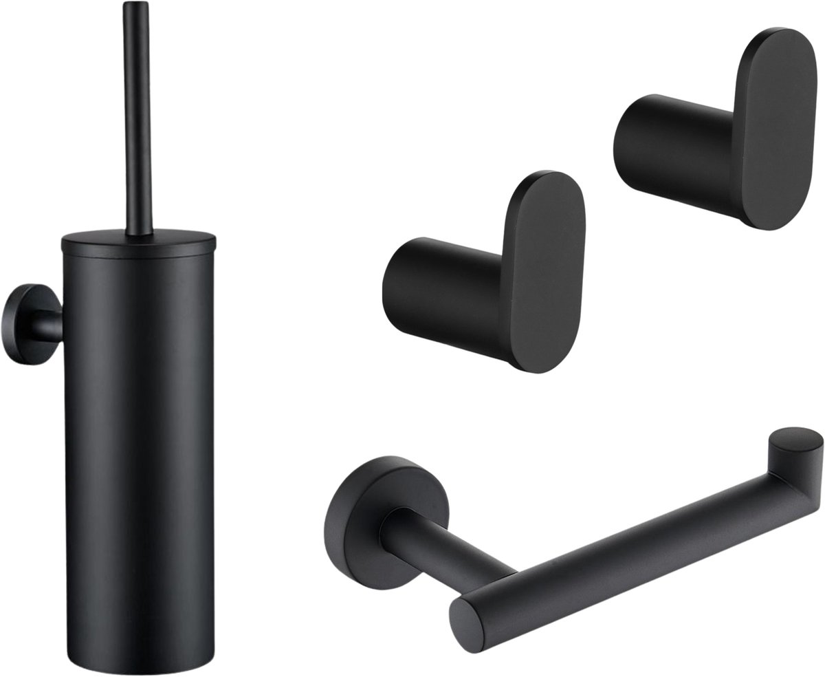 XIVADA Toiletset Zwart - Toilet Accessoires 3-delig -Toiletgarnituur Zwart