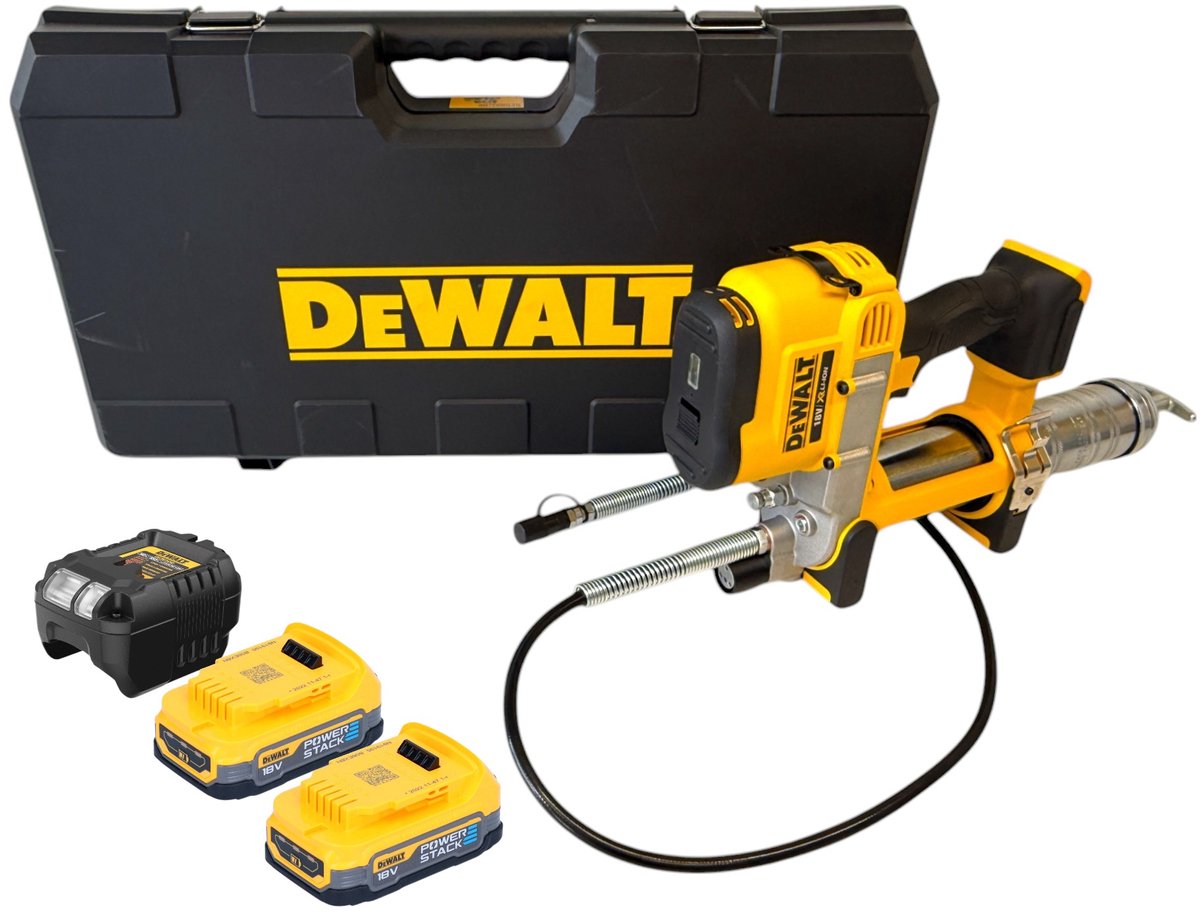 DeWalt DCGG 571 E2K accusmeerpistool 18 V + 2x Powerstack accu 1,7 Ah + lader