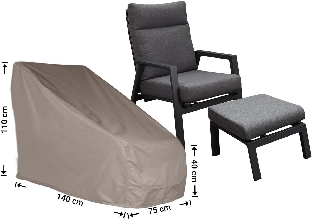 Raffles Covers Tuinstoelhoes - 140 x 75 H: 110 cm - RADJC140 - Waterdicht - Ademend - UV-bestendig - Elastisch rijgkoord - Beschermhoes tuinmeubelen Taupe