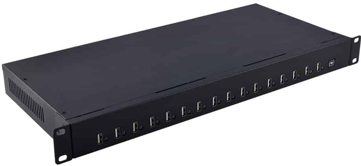 Bravour 16 poort 1U rack monteerbare USB hub charge & sync