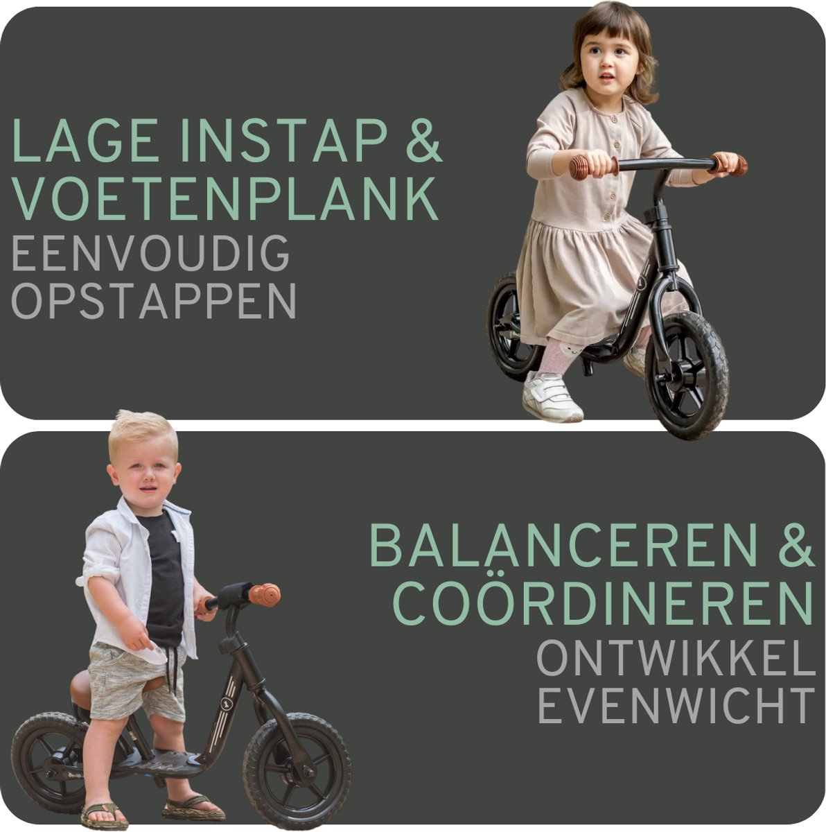 Bandits & Angels Metalen Loopfiets Starter Zwart met Voetenplank vanaf 2 Jaar - Limited Edition - Zwarte Loop Fiets - Verstelbaar Zadel 29 tot 39 cm - Voor Jongens en Meisjes - Compact en Veilig - Lage Instap met Voetenplank — afbeelding 10