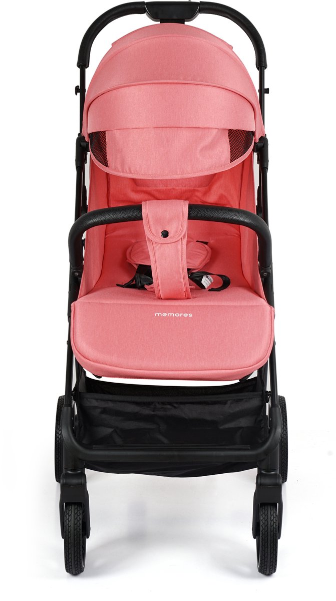Memores Plooibuggy Roze - Buggy Inklapbaar Inclusief Regenhoes, Bekerhouder en Tassenhaken - Peuter -Extra licht & Compact voor Vliegtuig, Auto & OV - Extra Veilig en Wendbaar door Grote Massieve Wielen - Tot 4 jaar - Kinderwagens - Wandelwagen - M1 – foto 3