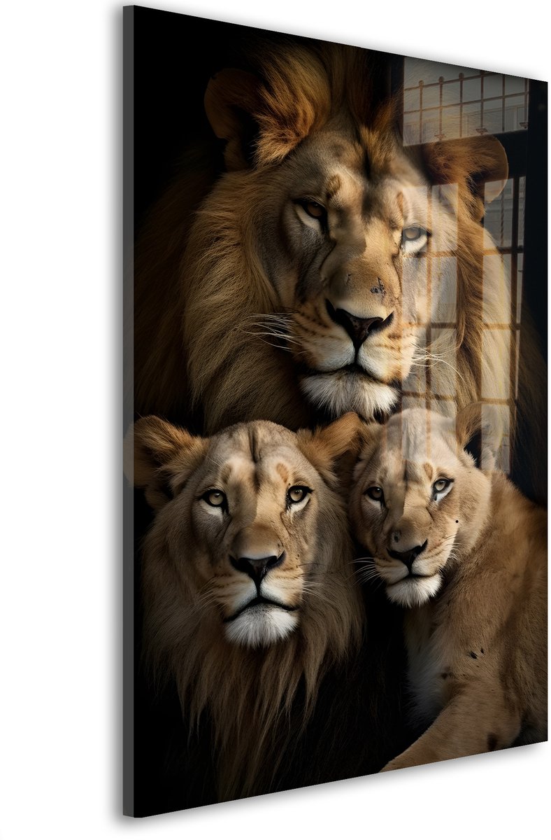 Glasschilderij Mystieke Harmonie - 60 x 40 cm - Dier - Dieren - Acrylaat - Inclusief wandbevestiging - Foto op plexiglas - Wanddecoratie woonkamer – Modern – Portret