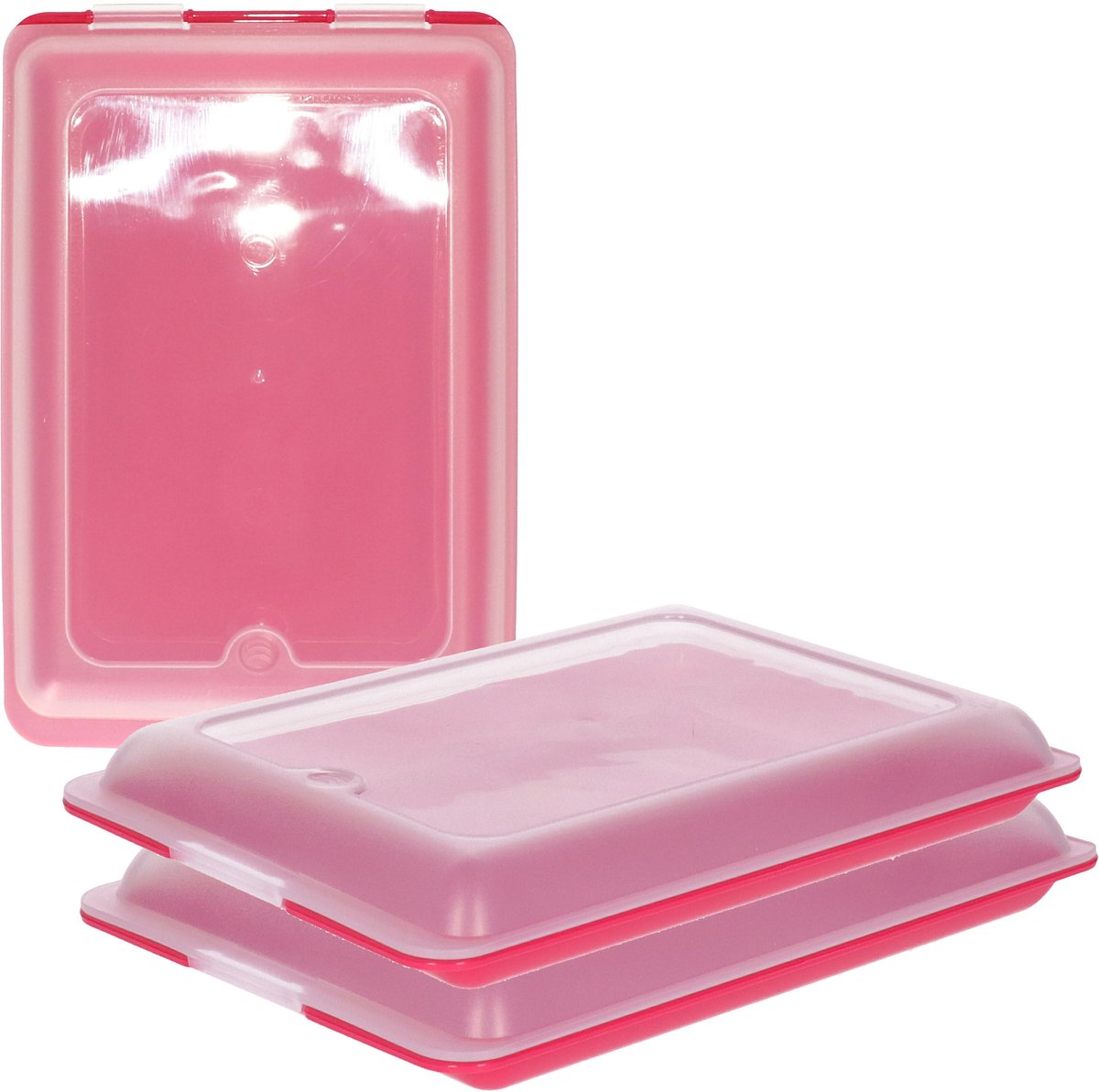 Toyma Vleeswarendoos - 3x - roze - kunststof - 24,5 x 17 x 4 cm - vershouddoos / kaasdoos
