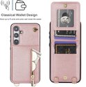 Roségouden telefoonhoesje met ritssluiting, kaarthouder voor 4 kaarten en wat geld. "Classical Wallet Design"