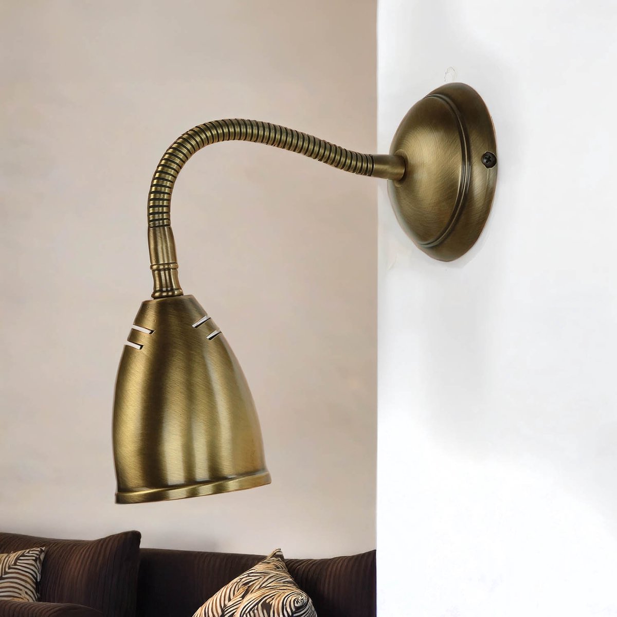 Licht-Erlebnisse - Stoccolma - Wandlamp - E27 - van - Echt messing - in - Licht glanzend brons