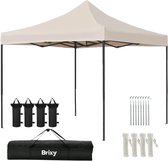 Brixy Partytent - Opvouwbaar - Easy Up - 3x3m - Waterdicht - Paviljoen - Incl. Draagtas - Creme