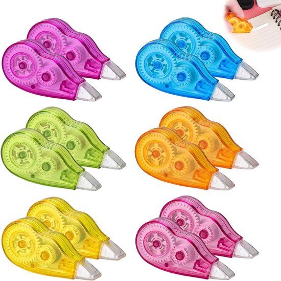 5 Cintas Correctoras Blancas De 5 Metros - Mini Rollers En Colores Degradados Verde, Para Oficina, Escuela Y Estudiantes, Corrección Rápida Y Limpia