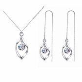 SILVEGO Saffier sieradenset van 925 sterling zilver met echte saffier oorbellen en hanger