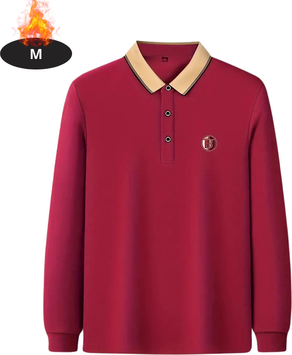 Nivard Poloshirt Heren T-Shirt Heren Shirt Overhemd Polo Shirt Lange Mouwen Rode Roos