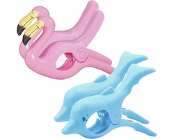 Strandlaken clips - 4 stuks plastic haringen voor strandlaken - winddichte wasknijpers - dubbele dikte - Nieuwigheid dekbedclips - ligbedden, ligstoelen, zwembadstoelen - waslijn