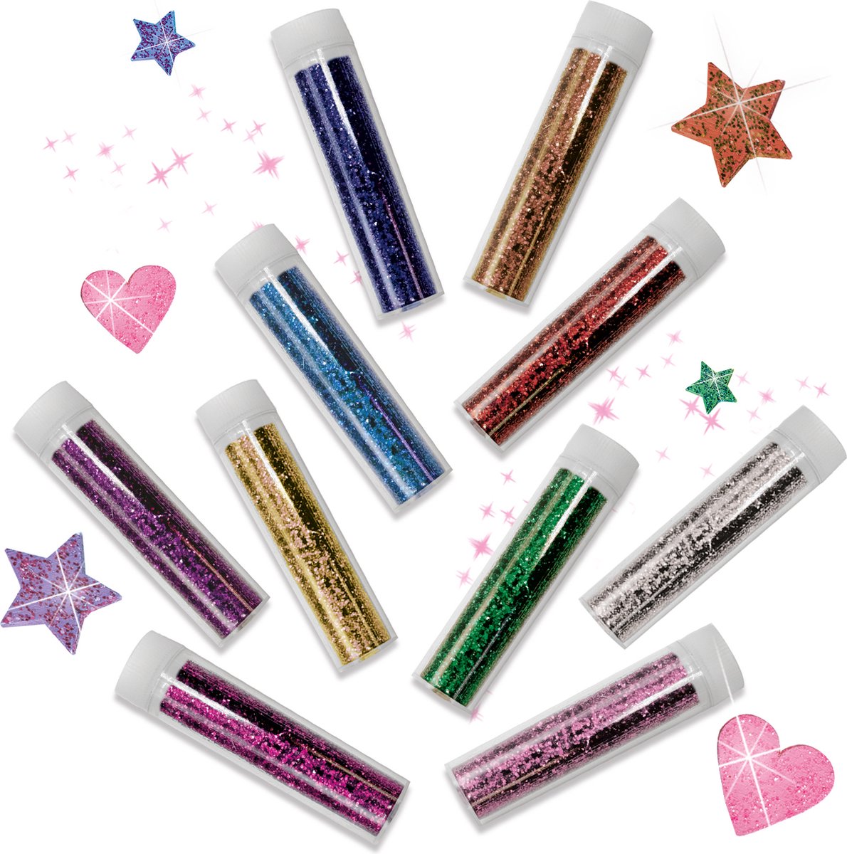 SES Creative - Biologisch afbreekbare glitters - 10 kleuren glitters - Glitters om te knutselen – glitterbuisjes - strooiglitter — afbeelding 3